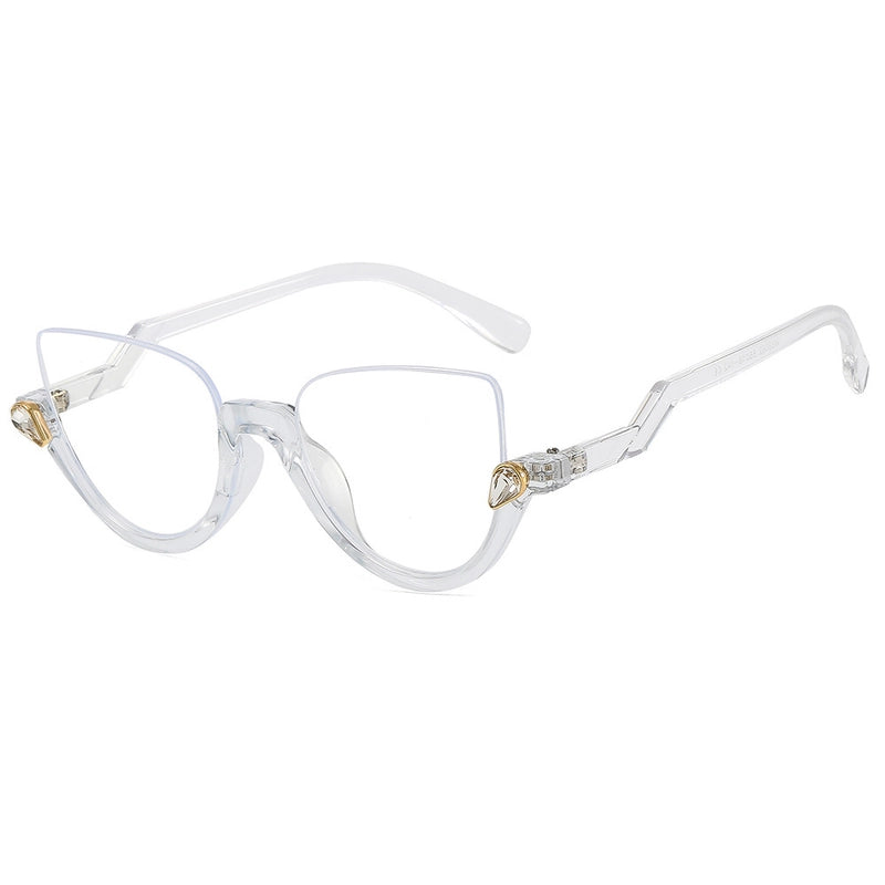 Minimalist Classic Style Solid Color Pc Butterfly Frame Half Frame Optical Glasses