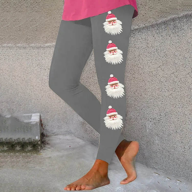 Santa Claus Print Casual Leggings