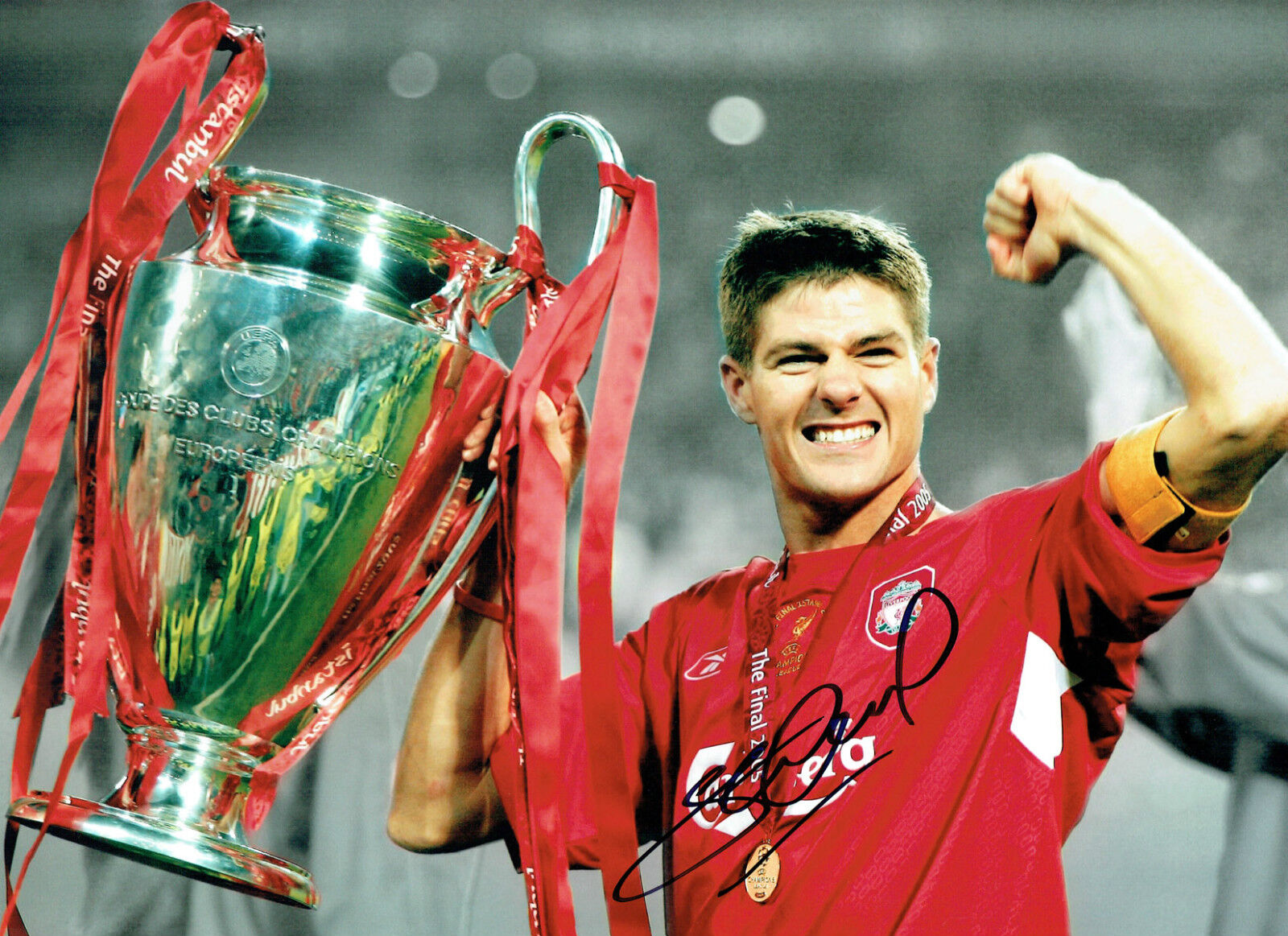 Steve GERRARD Signed Autograph Liverpool Champions League 16x12 Photo Poster painting AFTAL COA