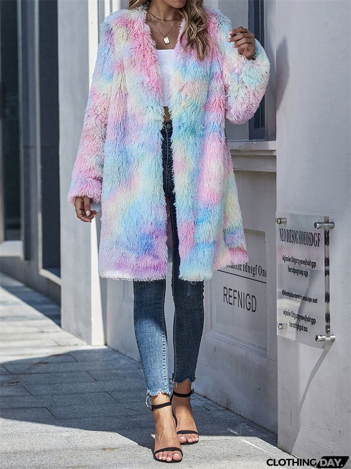 Women's Extra Warm Fleece Tie-Dye Colourful Winter Coats