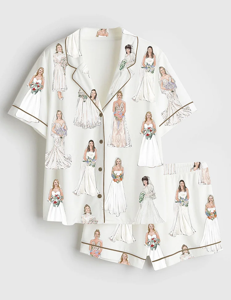 Women&rsquo;s Bride Wedding Happy Ending Short Sleeve Satin Pajama Set