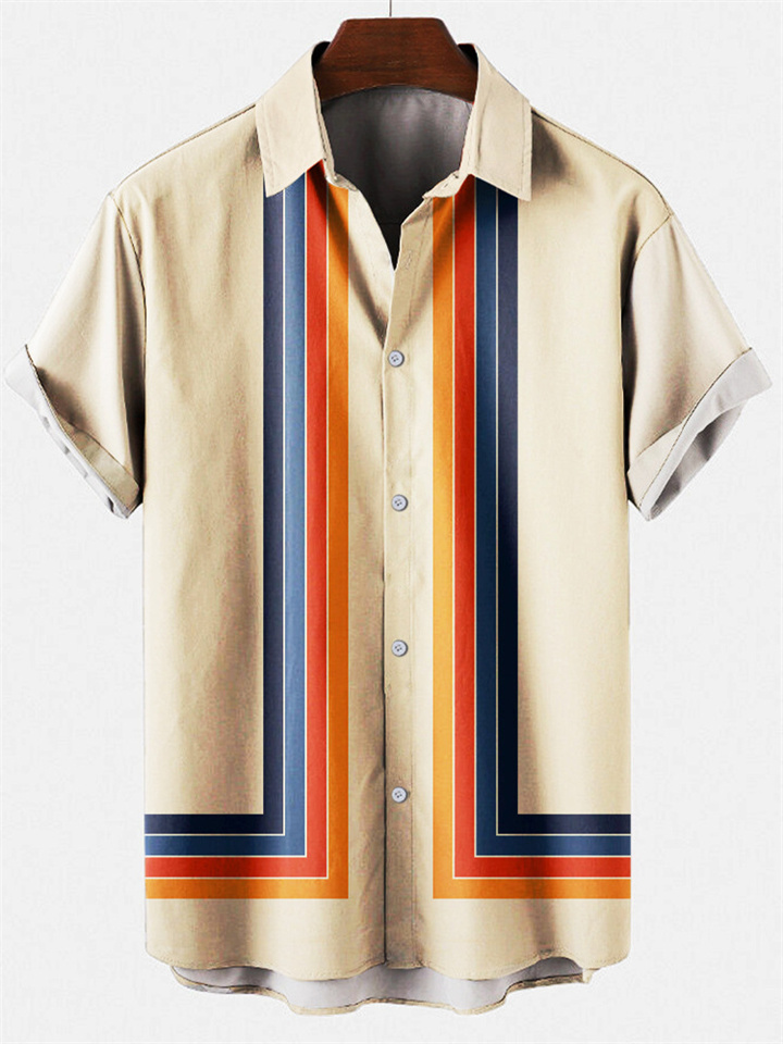 New Summer Casual Printed Shirt Men's Shirt Striped Print