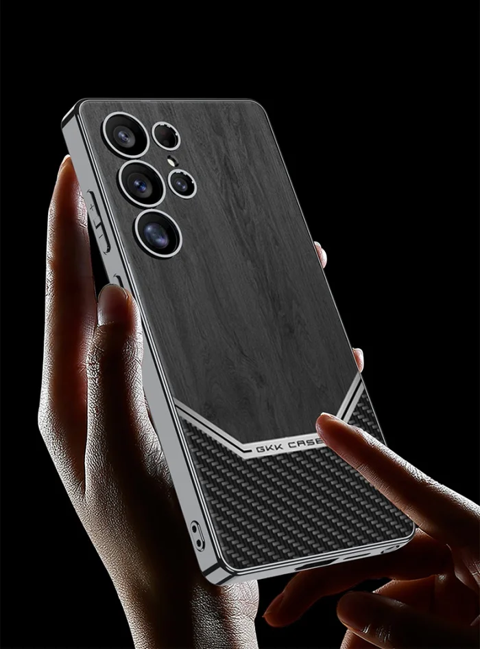 Samsung Electroplated Leather Wood Grain Men's Mobile Phone Case