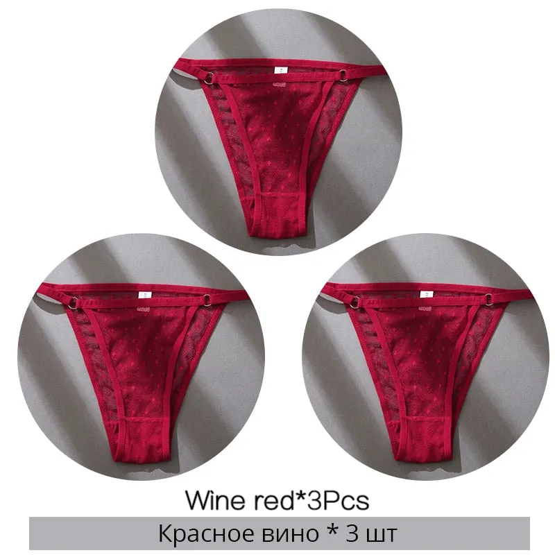 FINETOO M-2XL Sexy Panties Women Dot Lace Bikini Underpants Low Waist Lace Underwear Plus Size Panty Ladies Lingerie Girls Panty