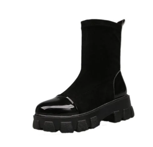 Martin boots woman 2021 new ladies casual stretch fabric socks boots fashion Cross-tied women shoes platform boots gothic women