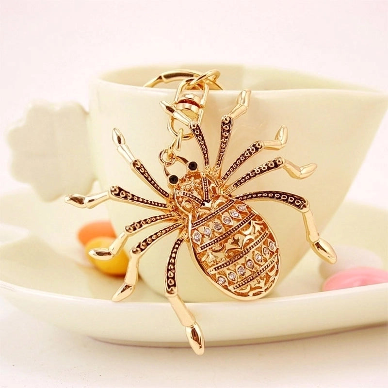 Minimalist Spider Alloy Inlay Rhinestones Halloween Women’s Keychain