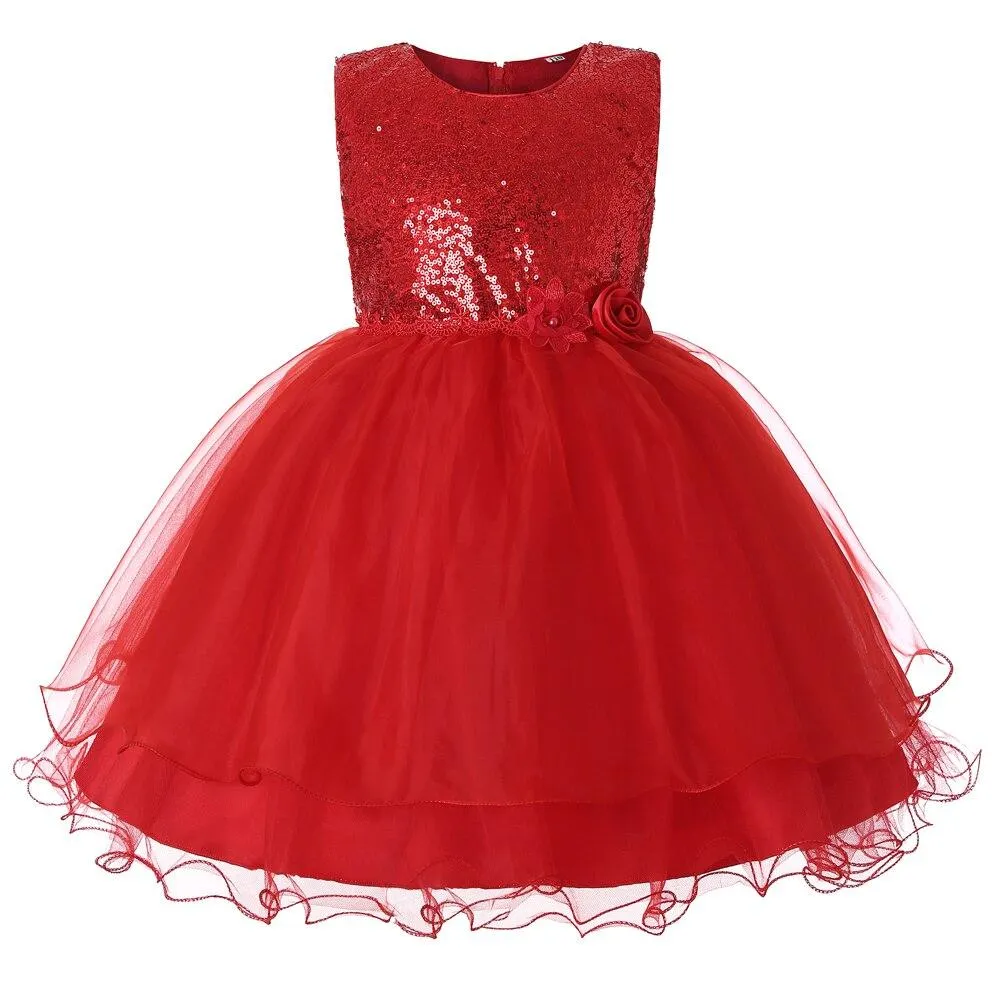 Kid Ball Birthday Flower Girl Bridesmaid Dress For Party Sequined Princess Customer of 7 Years Old