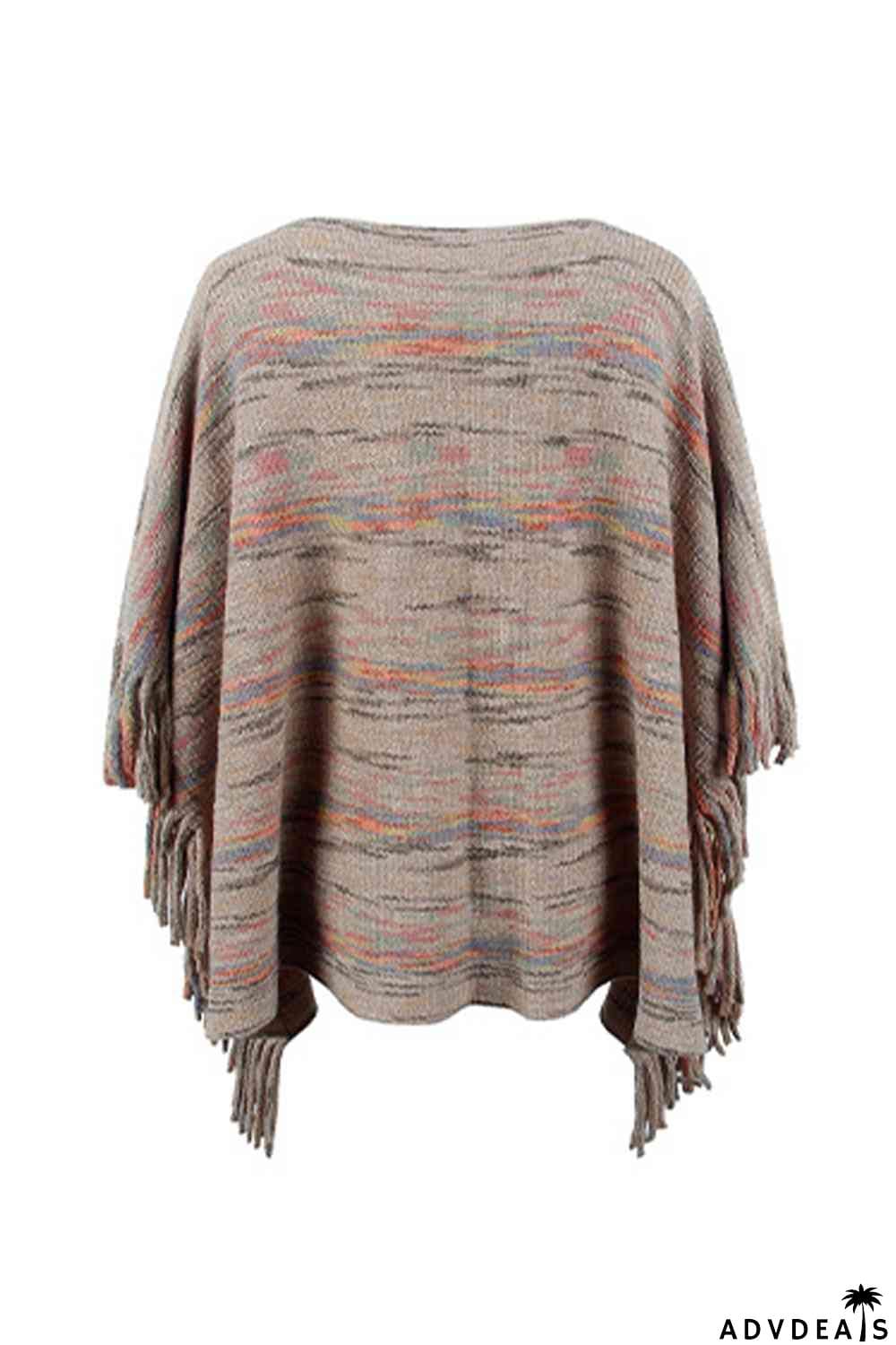 Round Neck Fringe Detail Sleeve Poncho