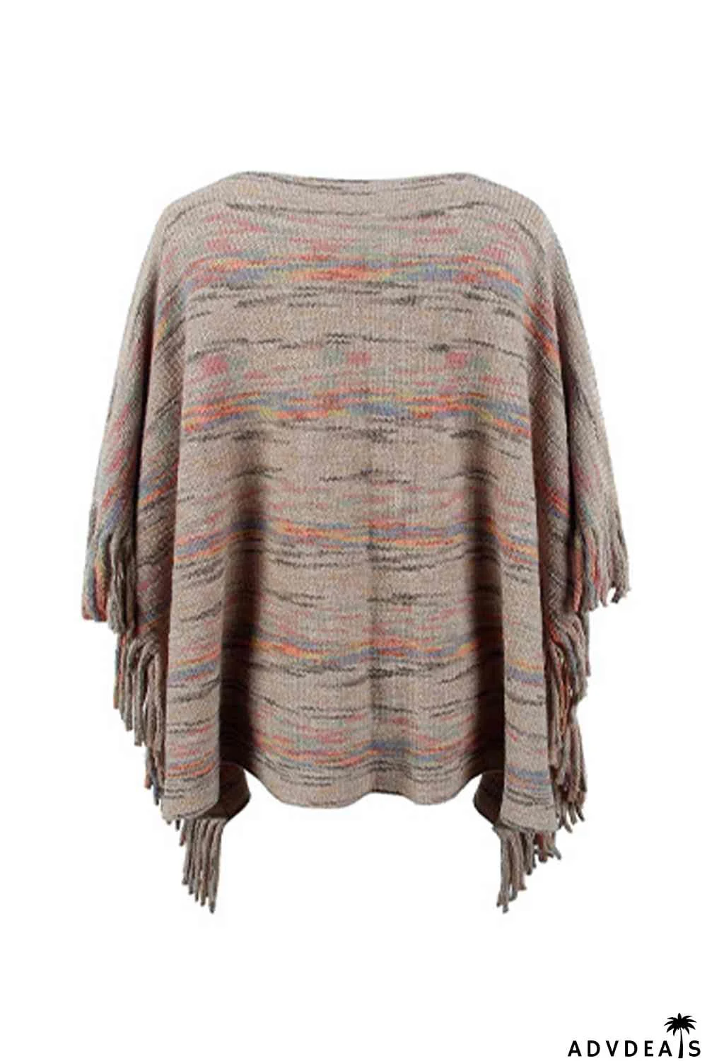 Round Neck Fringe Detail Sleeve Poncho