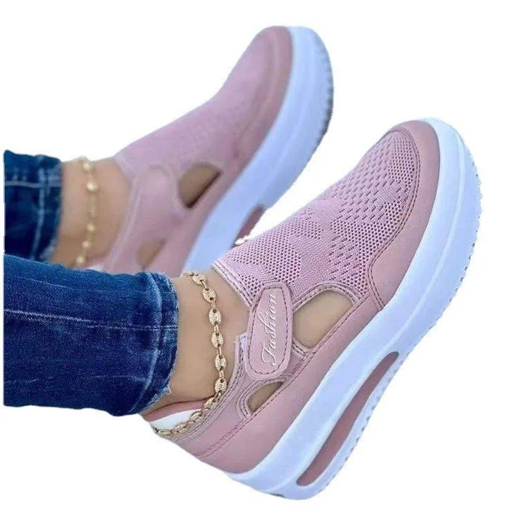 Women Sneakers 2022 Spring New Stretch Fabric Ladies Lace Up Comy Breathable Casual Shoes 35-43 Large-Sized Sport Flat Shoes