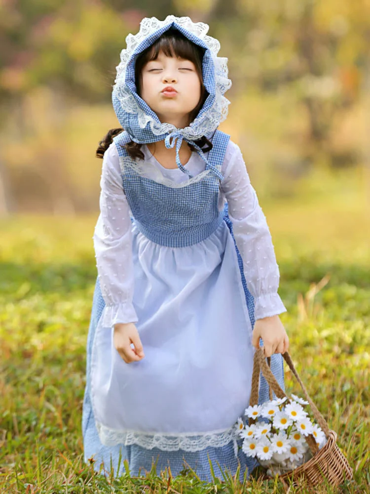 Farm Girl Cosplay Pioneer Costumes Mom and Daughter Matching Dress-elleschic