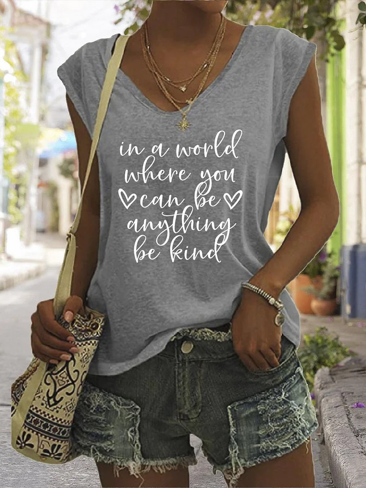 In a world where you can be anything Teacher life V Neck T-shirt Tees-06642-Annaletters