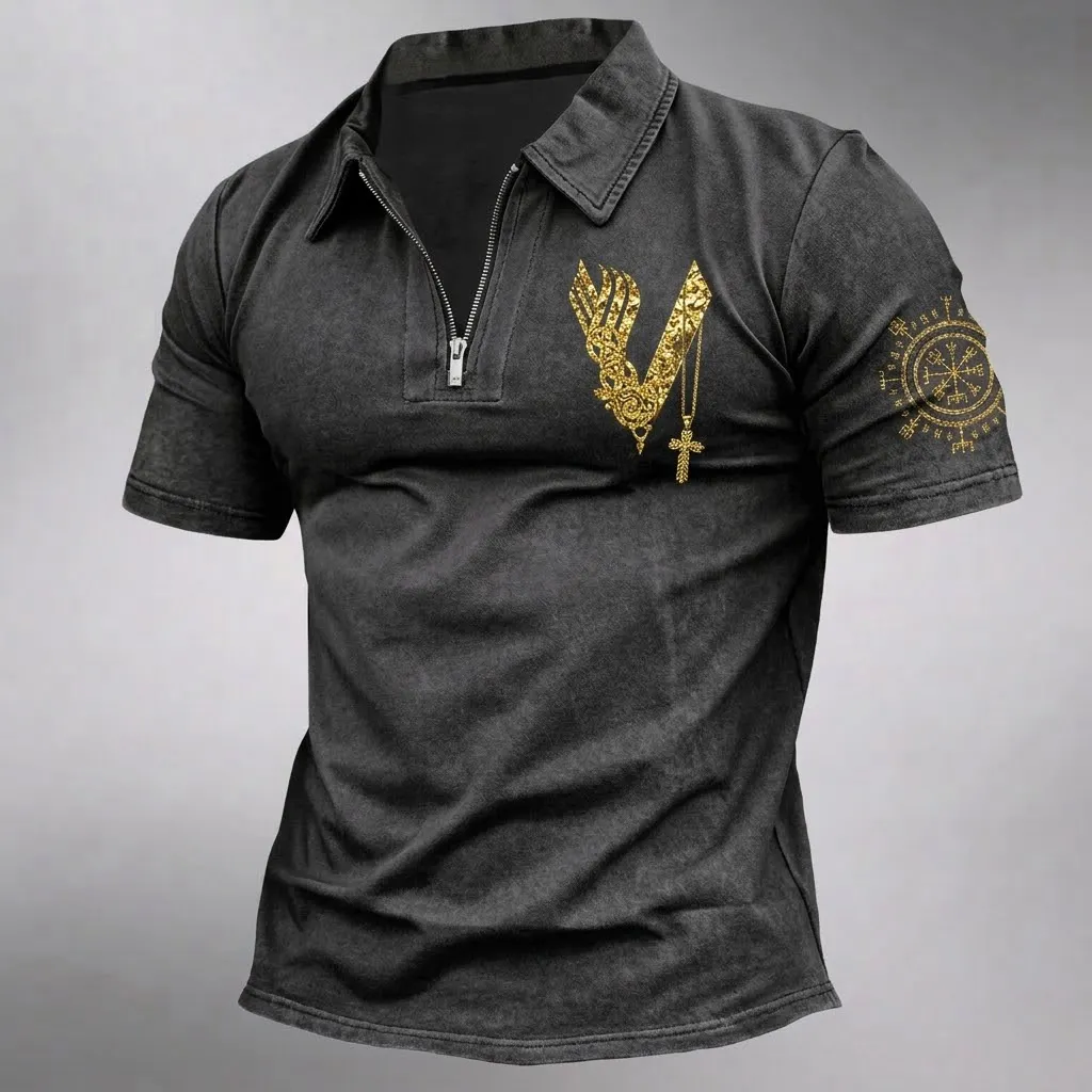 Norse Mythology Viking-Print Men's Casual Top