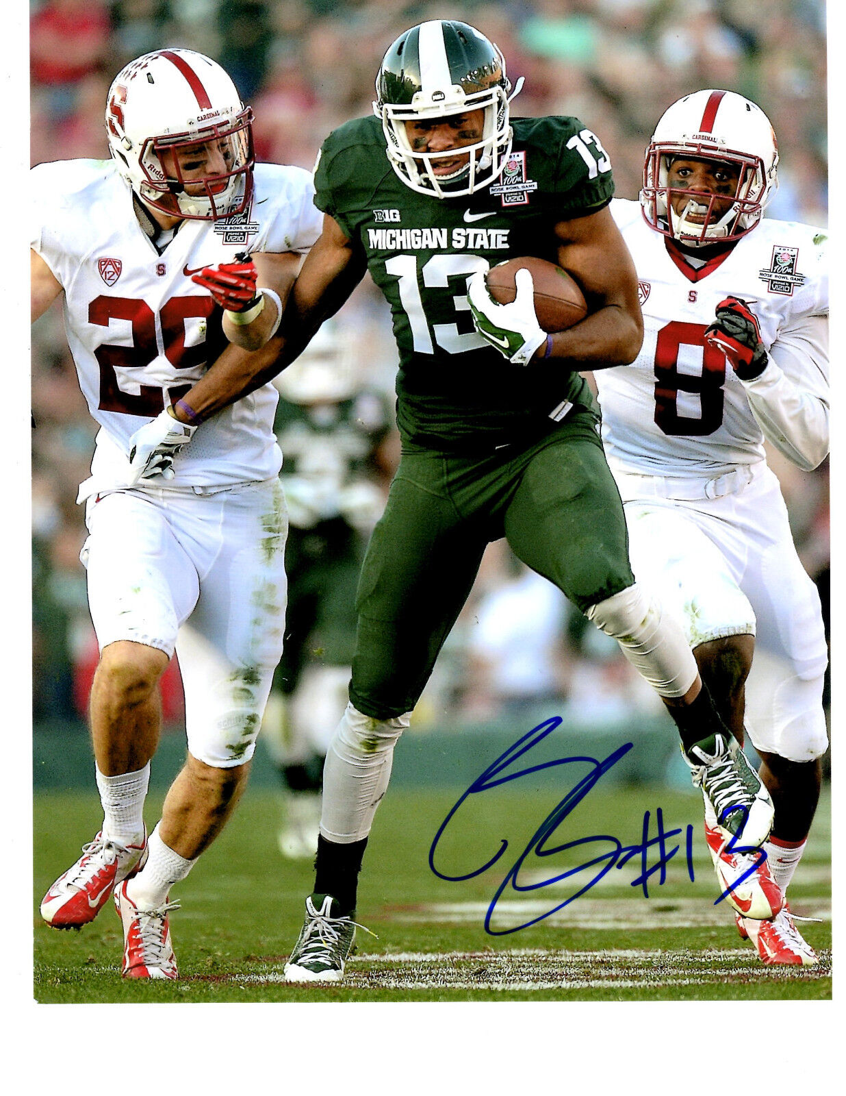 Bennie Fowler auto signed football Photo Poster painting Michigan State MSU Spartans ROSE BOWL