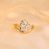 14K Yellow Gold 2.5ct Heart Shaped Lab Diamond Ring with White Gold Bezel and Wave Band