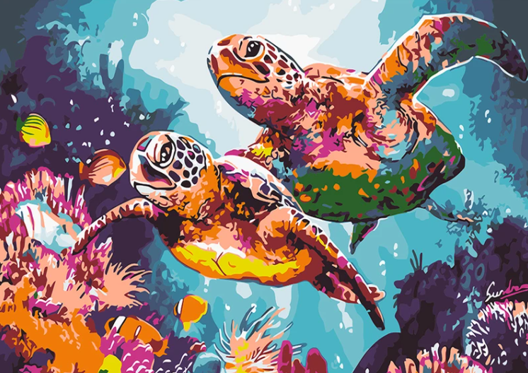 

Sea Turtle - 11CT Stamped Cross Stitch - 76*56CM (Big Size), 501 Original