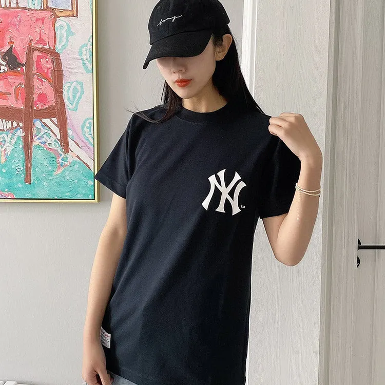 Yankees Summer Cotton Pullover Short Sleeve Back Large Printing Stylish Men's and Women's T-shirt