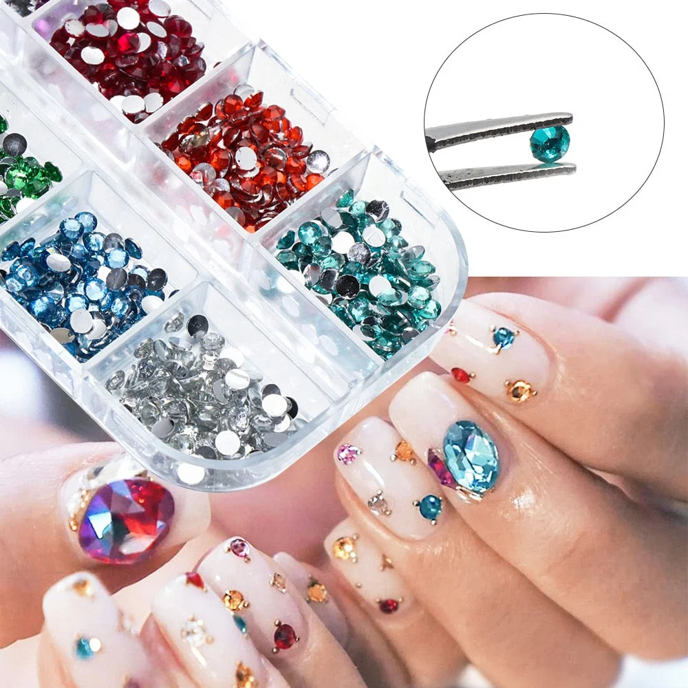 3mm Crystal Nail Stones Flatback Nail Art Rhinestones Jelly Gems Decoration 3D Colorful Beads Design For Manicure Accessories-Nail Inspo