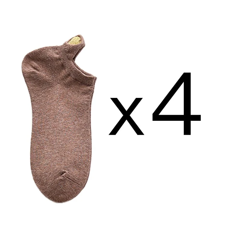 4 Pairs Lot Fashion Socks Women 2021 New Spring Cotton Color Novelty Girls Cute Heart Embroidery Casual Funny Ankle Socks Pack