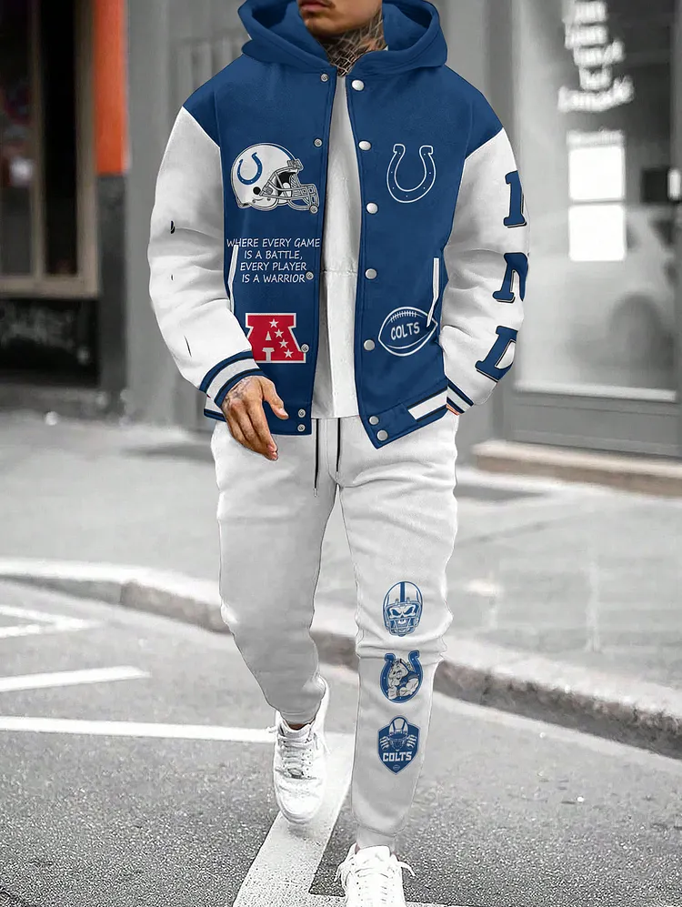 Indianapolis Colts  2026  New Design Hooded Jacket With Drawstring Waistband Joggers 2pcs Set