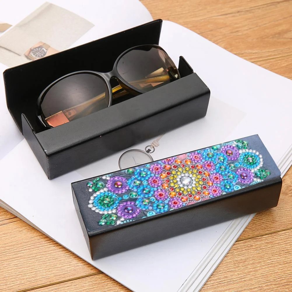 DIY Diamond Painting Leather Eye Glasses Box Travel Sunglasses Storage Case