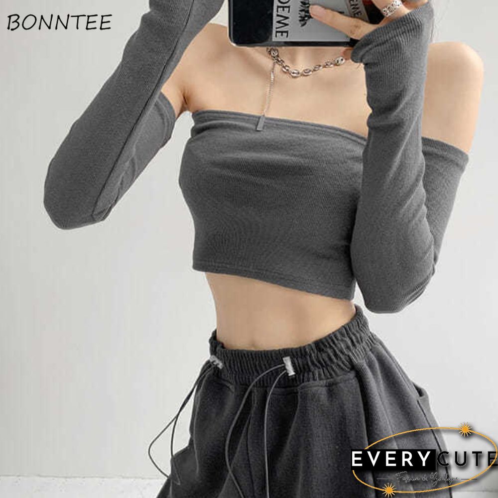 Streetwear Sexy Women Camis Tube Summer Skinny Crop Fashion Harajuku Removable Sleeve Feminine Hip Hop Hot Girls Club Party Jazz