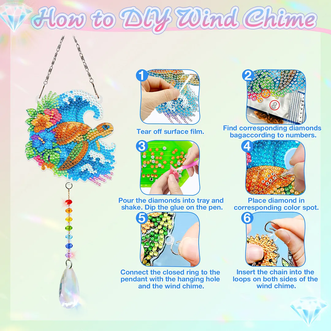 2Pcs Sea Turtles and Elk DIY Double-Sided Diamond Painting Hanging Kits Diamond Painting Suncatcher Craft Kit for Home Garden Wall Decor Gift