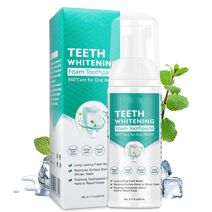 Teeth Whitening Toothpaste Foam Natural Ingredients Baking Soda for Cleaning Teeth and Improve Teeth Health – 60ml