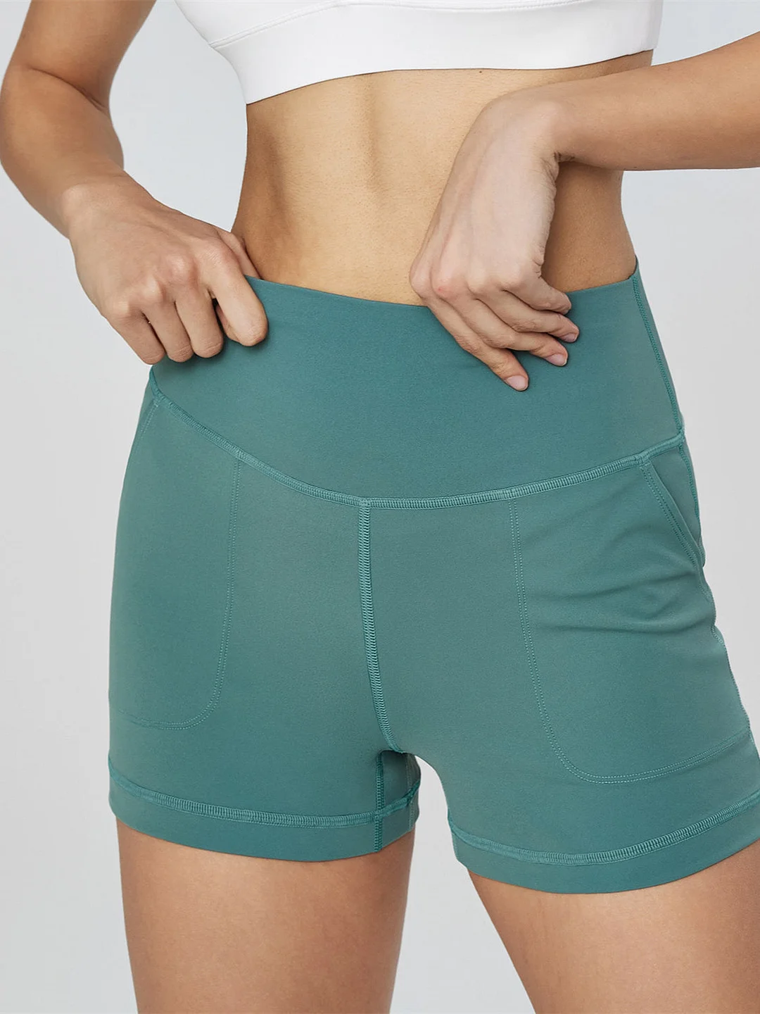 Butt Lifting Fitness Hot Pants High Waist Pocket Two-Point Yoga Shorts