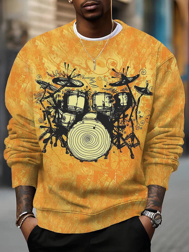 Men's Drum Set All Over Art Print Casual Sweatshirt