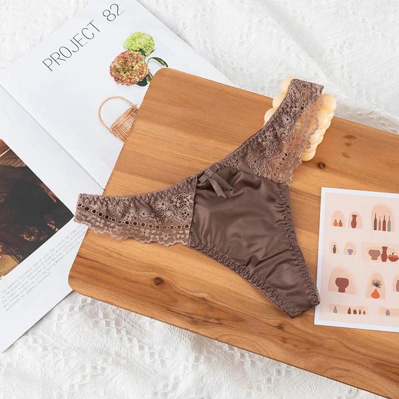 European Style Sexy Thongs Fashion Hollowed Out Comfort Panties Low Waist Seamless G-String T Pants Sexy Lace Panties Lingerie