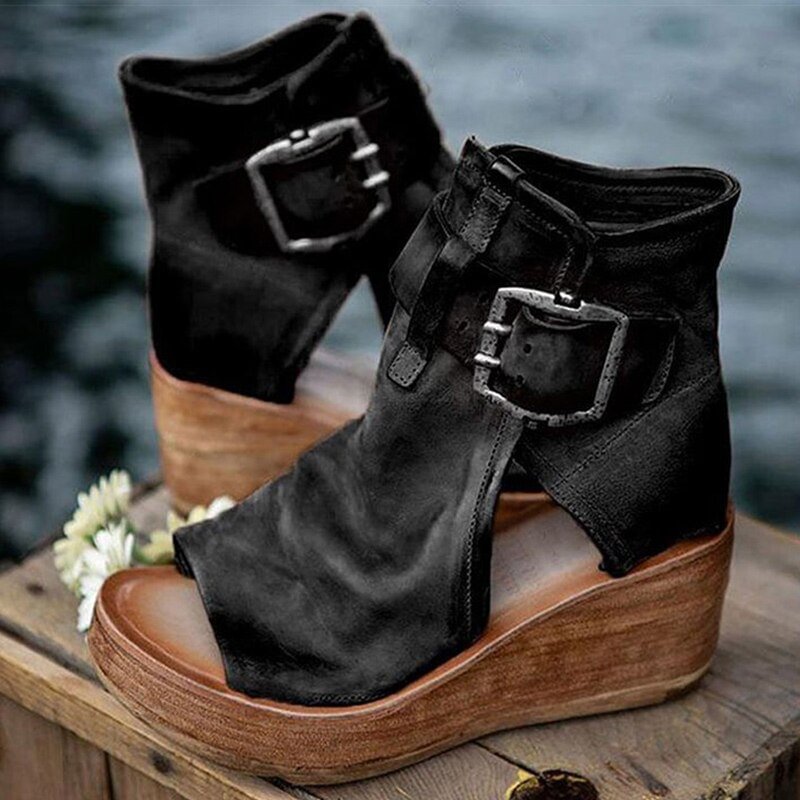 Wongn Women Sandals Casual Wedge Heels Sandals With Platform Chaussure Femme Retro Summer Shoes For Women High Heels Sandalias Mujer