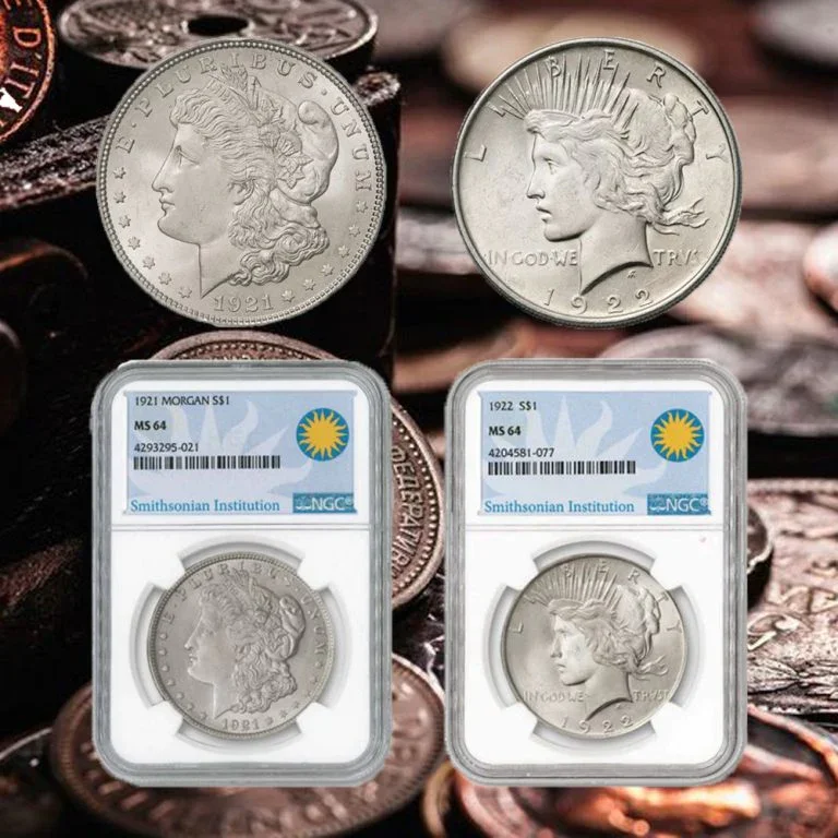 1921-1922 Morgan Silver Dollar and Peace Dollar Set &ndash; 2PC