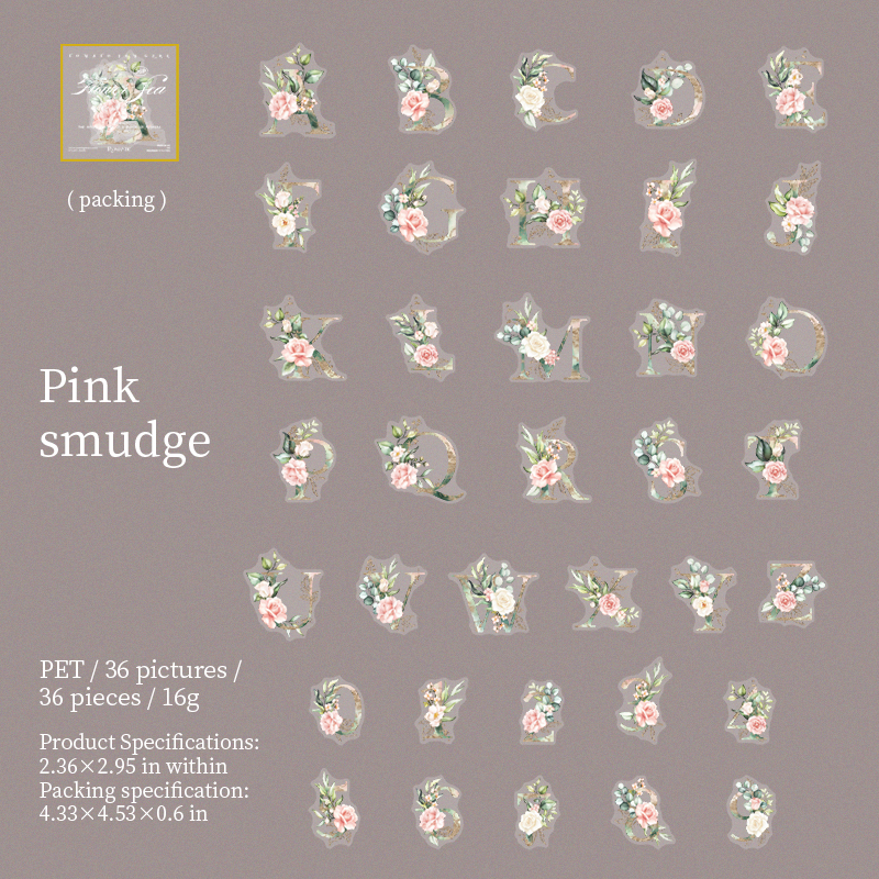 PET Sticker - The Flower Are Shining Brightly Series Vintage Floral Letter Landscape 