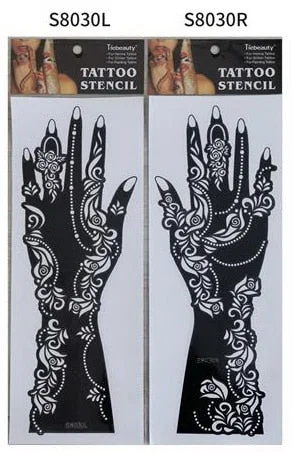 1pair 2pcs hand sleeve temporary tattoo stencil henna lace mandala tattoo template spray paint templates sheets lotus flowers