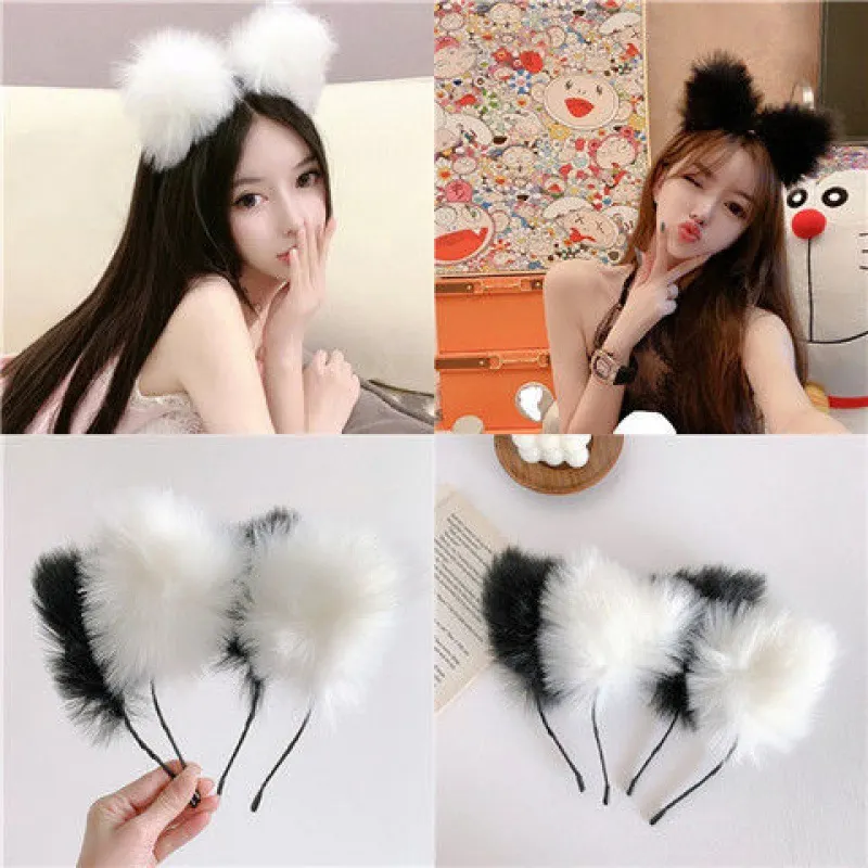 Churchf Sexy Stuffed Fox Fox Ear Head Buff Net Red Live Photo Hair Anchor Card Cute Animal Ear Hair Ornaments