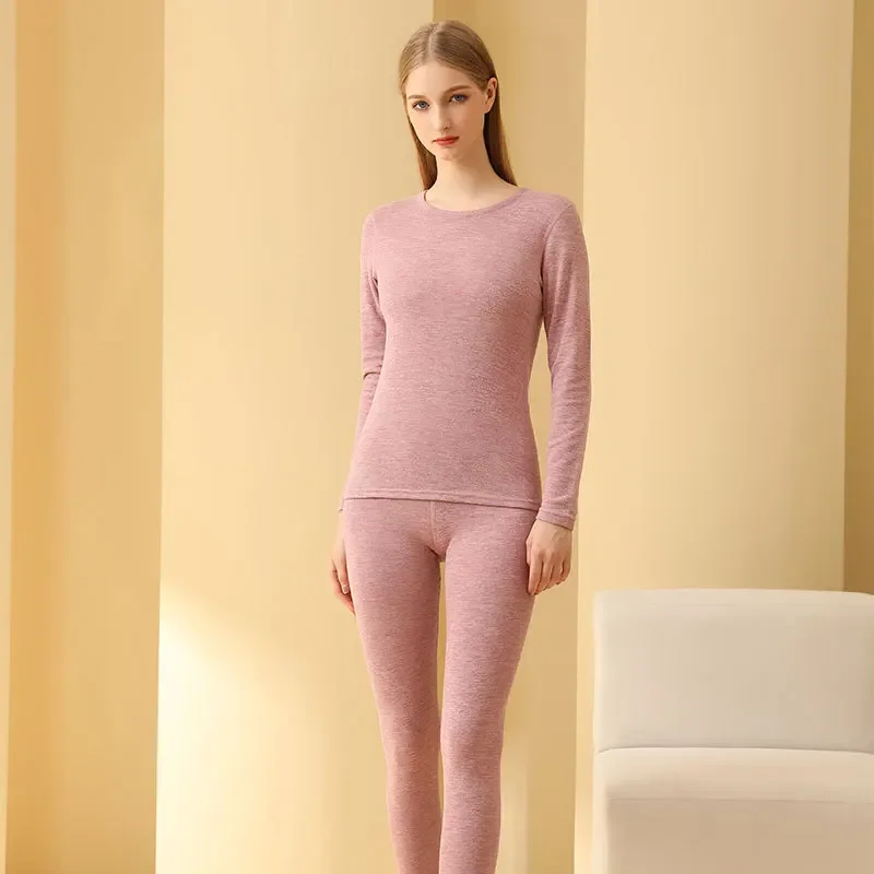 2pcs Long Johns Winter Women and Men Fleece High Elastic Bottoming Top Pants Warm Lingerie Ultra Soft Comfort Skin-friendly Set