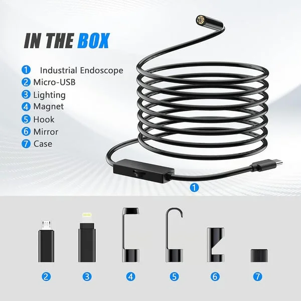  Plug-and-Play Endoscope Camera - Compatible with Android & iPhone & ipad for Direct Connection
