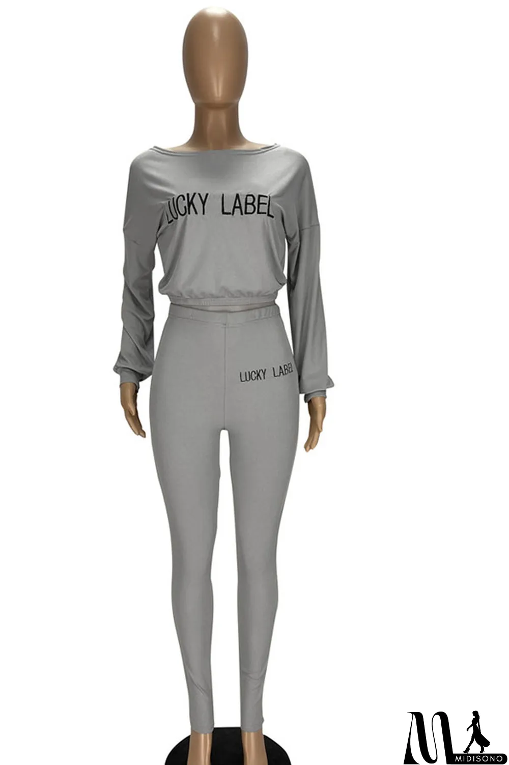 MidiSono - White Fashion Casual Pit Article Fabrics Letter Embroidered Boat Neck Two Pieces