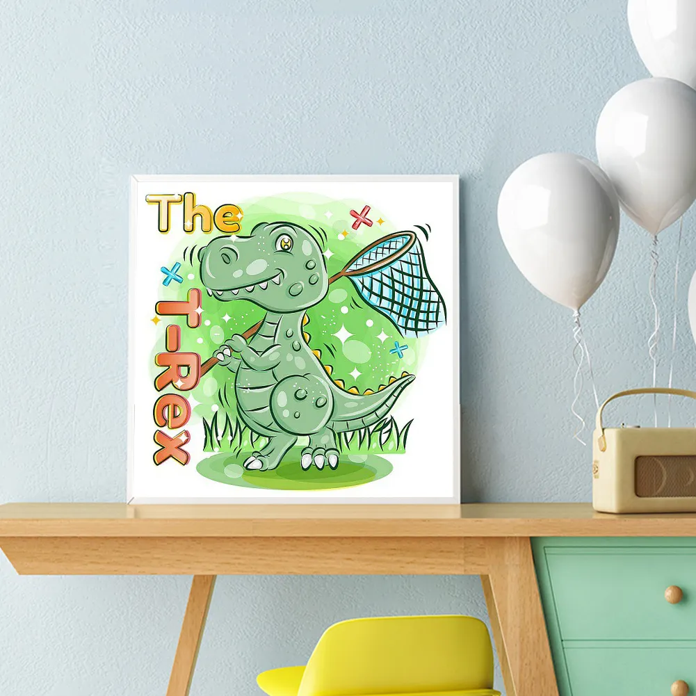 Full Round Diamond Painting 30*30cm - Cartoon Little Dinosaur