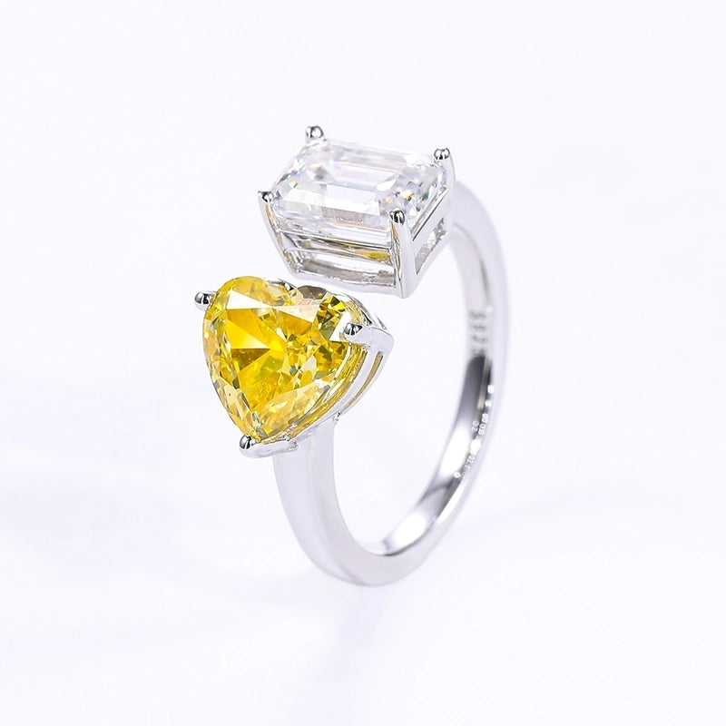 Round Brilliant 18K Gold Plated Moissanite Rings Heart Shape VVS1-VVS2