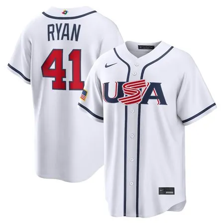 Youth USA Baseball #41 Joe Ryan White 2026 World Baseball Classic Home Stadium Jersey