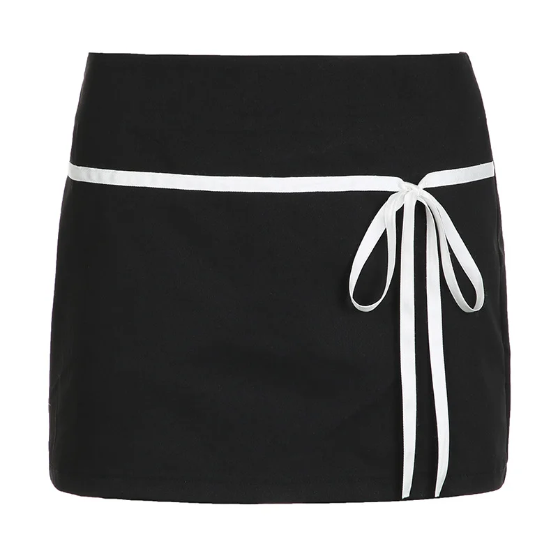 Ueong And Energetic Young Girl's Basic Binding And Splicing Low-Waist Skirt 2024 Spring / Summer New Style Hip-Covered Skirt