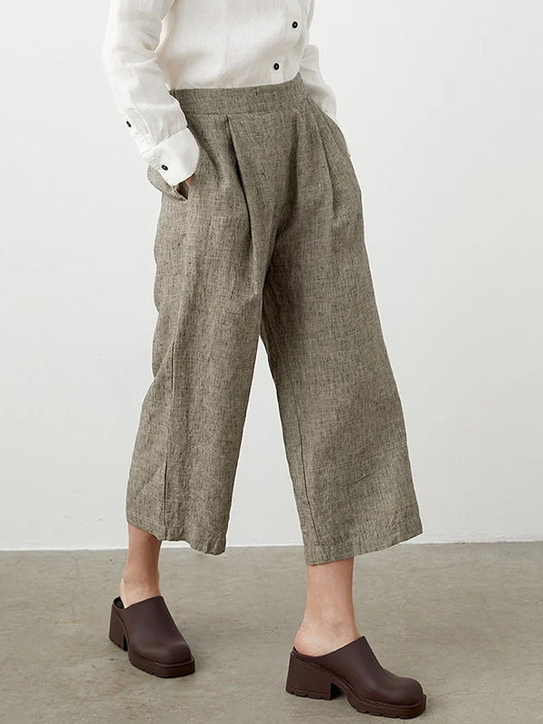 Solid Color Cotton And Linen Wide-leg Pants hjn Shicloths