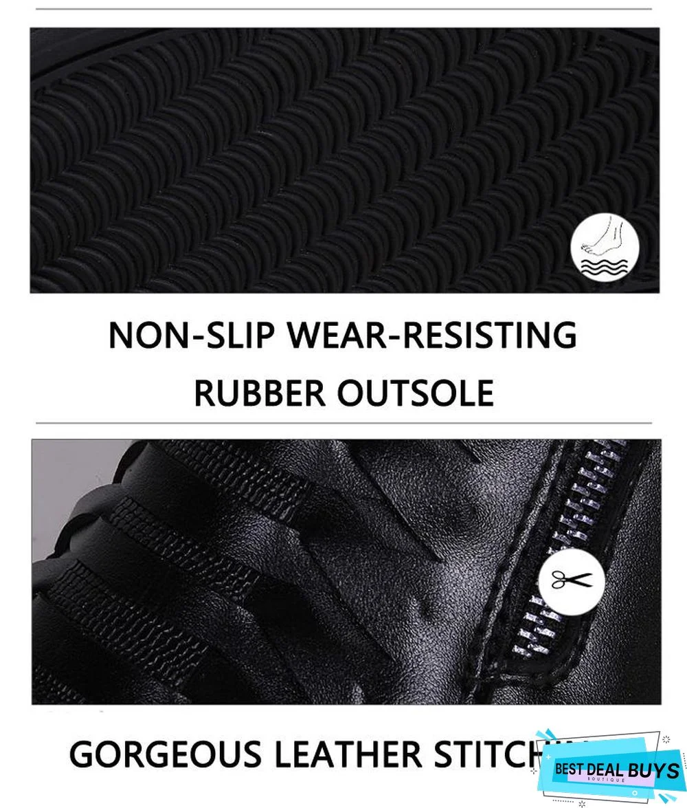 Men Boots Warm Plush Mens Winter Shoes Fashion Men Snow Boots Zipper Male Ankle Boots Black Cotton Inside Men Shoes