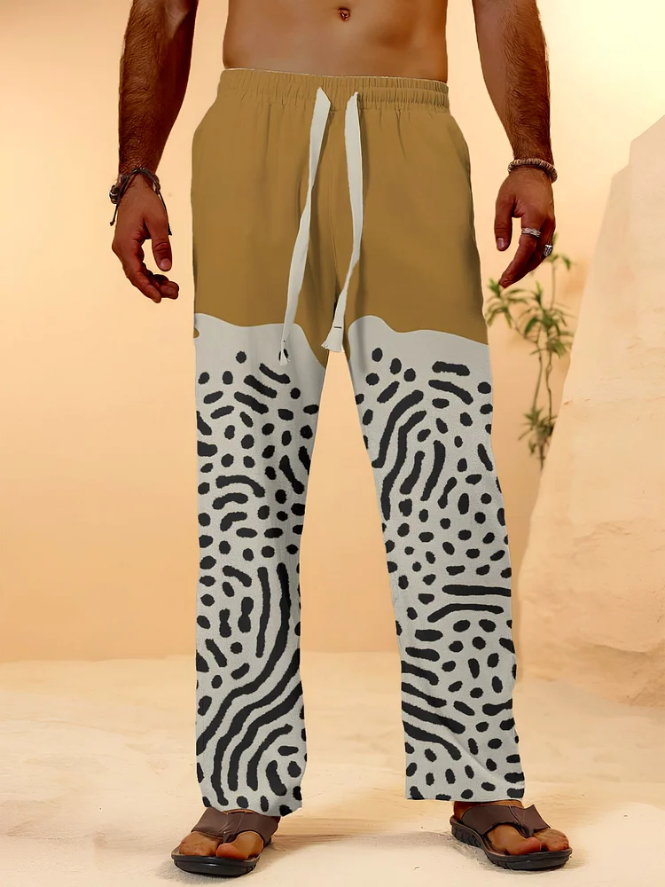 Men's Abstract Line Color Block Art Print Casual Casual Pants