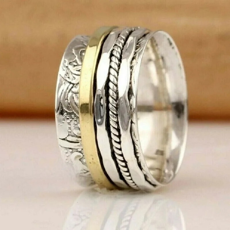Sterling silver Twisted Gold Edge Ring