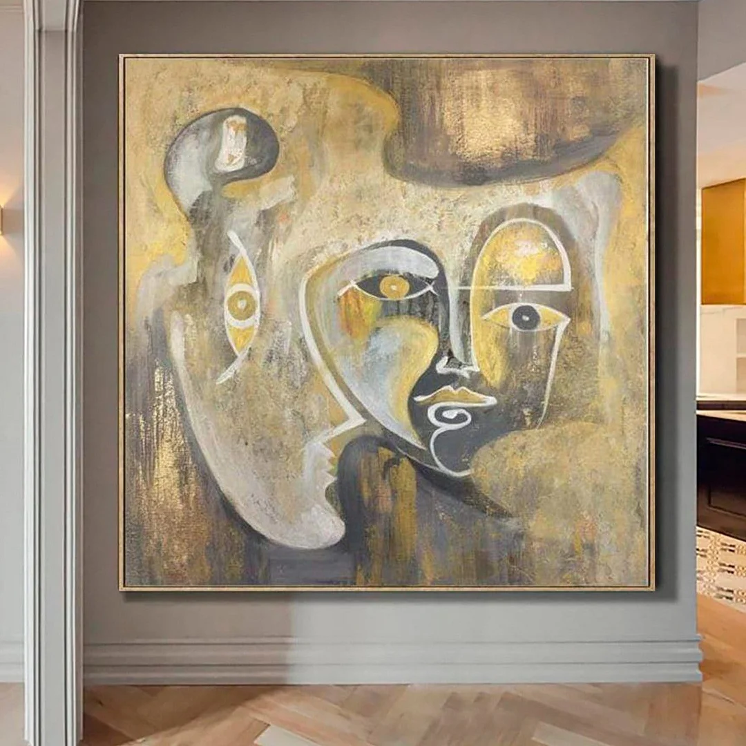 Gold Painting Brown Painting Art Painting Abstract Oil Canvas Painting | FACES OF LIGHT
