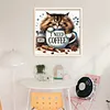 Coffee Cat-Partial 11CT Stamped Cross Stitch Bead Embroidery 36*36cm/14.17*14.17in tapestrymarket