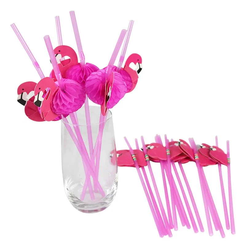 25/50Pcs Flamingo Pineapple Drinking Straws Hawaii Beach Tropical Birthday Party Decoration Summer Pool Party Wedding Supplies